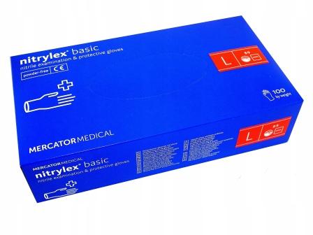 Перчатки нитриловые неопудренные Nitrylex Basic, размер L, 100 шт Перчатки нитриловые неопудренные Nitrylex Basic, размер L, 100 шт