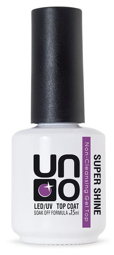 Верхнее покрытие для гель-лака UNO Super Shine без липкого слоя, 15мл. Верхнее покрытие для гель-лака UNO Super Shine без липкого слоя, 15мл.