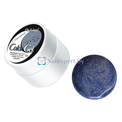 Цветной гель с блестками Blue Sand (голубой песок) ruNail 0512, 7,5гр. Цветной гель с блестками Blue Sand (голубой песок) ruNail 0512, 7,5гр.