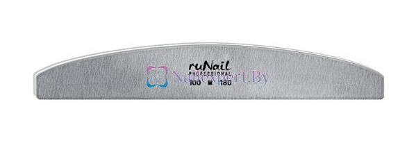 Пилка для искусственных ногтей ruNail 100/180 серая, полукруглая Пилка для искусственных ногтей ruNail 100/180 серая, полукруглая